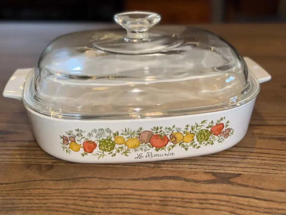 Vintage CorningWare Spice o' Life “Le Romarin”A-10-B Casserole Dish W/ Pyrex Lid